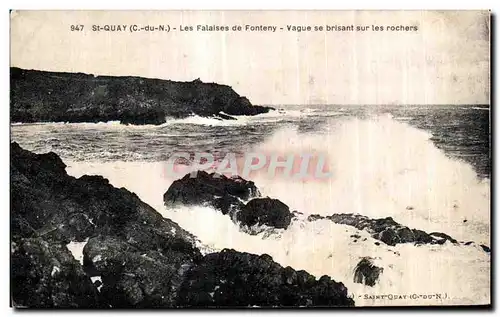 Cartes postales Saint Quay Les Falaises de Fonteny Vague se Brisant sur les rochers