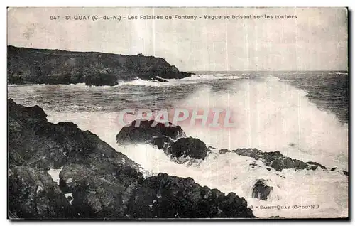 Cartes postales Saint Quay Les Falaises de Fonteny Vague se Brisant sur les Rochers