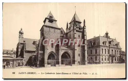 Cartes postales Saint Brieuc La Cathedrale Saint Btienne et L Hotel de Ville