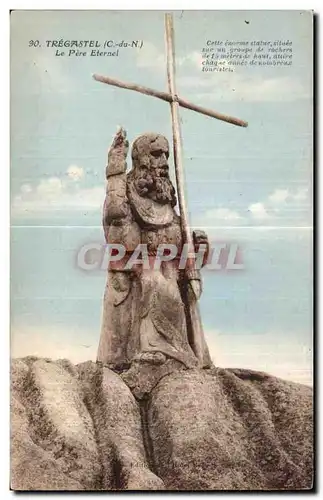 Cartes postales Tregastel Le Pere Eternel Cette enoeme statue situde sur un groups de rochers de 15 meers de hau