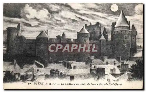 Cartes postales Vitre Le Chateau au Clair de Lune Facade Sud Ouest