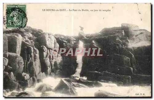 Cartes postales Le Bourg de Batz Le Pont du Diable un jour de tempete