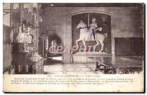 Cartes postales Chateau de Josselin La Salle a manger Statue du Connetable Olivier du Clisson