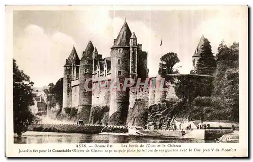 Cartes postales Josselin Les bords de I Oust et le Chateau Josselin fut pour le Connetable Olivier de Clisson sa