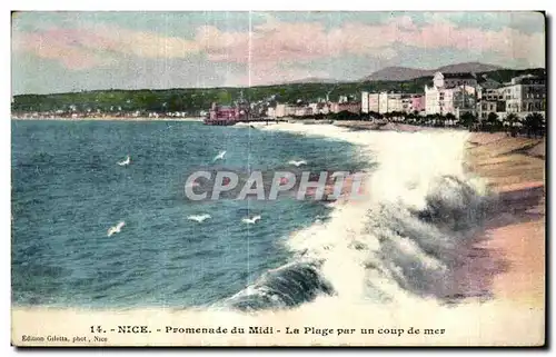 Cartes postales Nice Promenade du Midi La Plage par un coup de mer