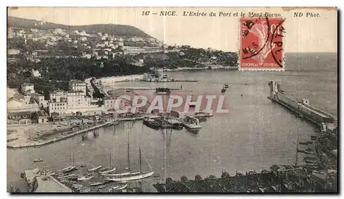 Cartes postales Nice L Entree du Port et le Mont Boron Bateaux