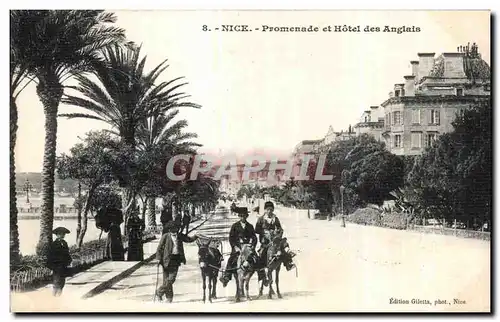 Cartes postales Nice Promenade et Hotel des Anglais Ane Donkey Enfants