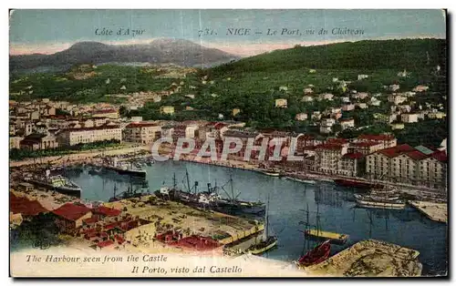 Cartes postales Cote d Azur Nice Le Port vu du Chateau Bateaux