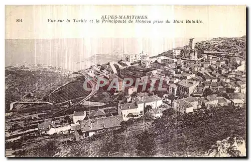 Cartes postales Alpes Maritimes Vue sur la Turbie et la Principaute de Monaco prise du mont Bataille