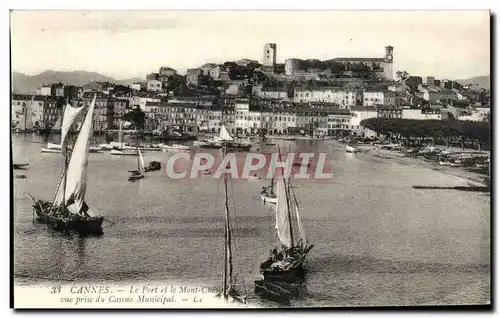 Cartes postales Cannes Le Port et le Mont vue prise du Casino Municipal Bateaux