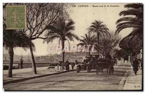 Cartes postales Cannes Boulevard de la Croisette Automobile et Anes Donkey