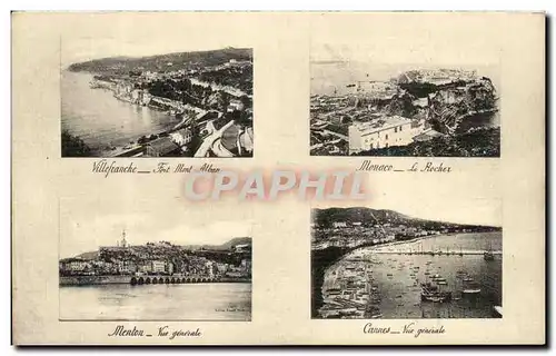 Cartes postales Cannes Vue generale Villefranche Monaco Menton