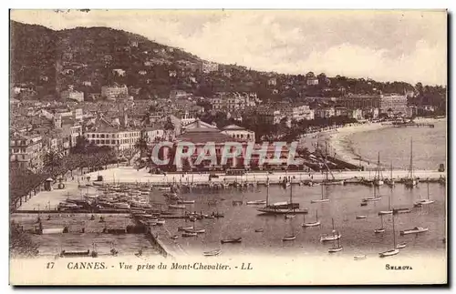 Ansichtskarte AK Cannes Vue prise du Mont Chevalier Bateaux