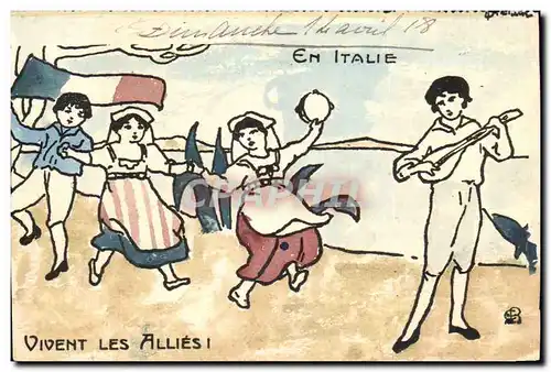 Cartes postales En Italie Vivent Les Allies Italia Militaria