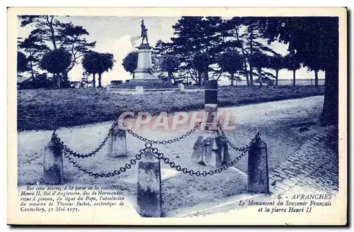 Ansichtskarte AK Avranches Le Monument du souvenir Francais et la pierre Henri II