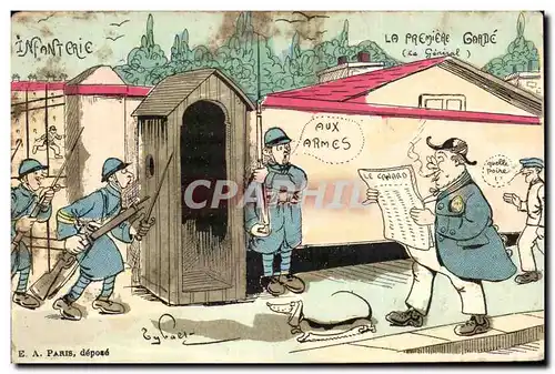 Cartes postales Infanterie La Premiere Garde Fantaisie Militaria