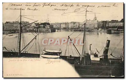 Cartes postales Jonction de la Nive et de l Adour Bayonne Bateau