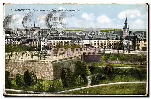 Cartes postales Luxembourg Panorama avec Place de la Castitution