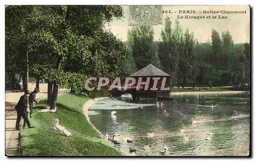 Cartes postales Paris Buttes Chaumont Le Kiosque et le Lac