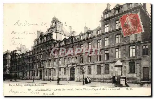 Ansichtskarte AK Bordeaux Lycee National Cours Victor Hugo et Rue du Mirail