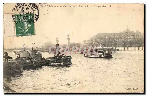 Cartes postales Paris Ville arr Cours La Reine Pont Alexandre III Bateaux Goeland