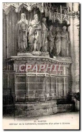 Cartes postales Nantes Interieur de la Cathedrale Sculptures d un piller a I Entree