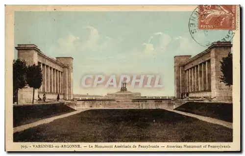 Cartes postales Varennes en Argonne Le Monument American de Pensyivanie American Monument of Pennsylvania