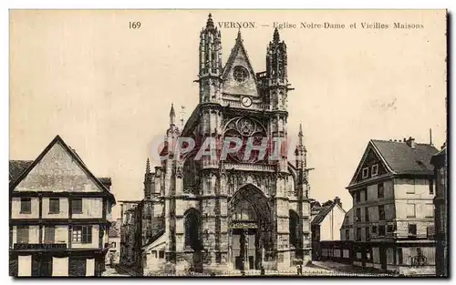 Ansichtskarte AK Vernon Eglise Notre Dame et Vieilles Maisons