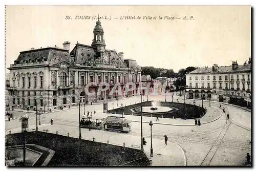 Cartes postales Tours L Hotel de Ville et la Place