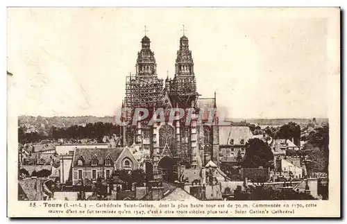 Ansichtskarte AK Tours Cathedrale Saint Gatien dont la plus haute tour est de Commencee en cette ceuvre d art ne