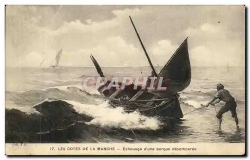 Cartes postales Le Cotes De la Manche Echouage d une barque desemparee Bateau