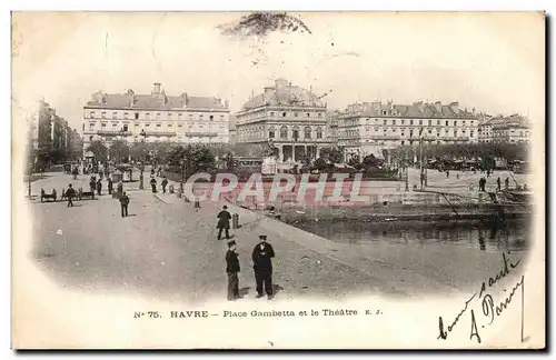 Cartes postales Havre Place Gambetta et le Theatre