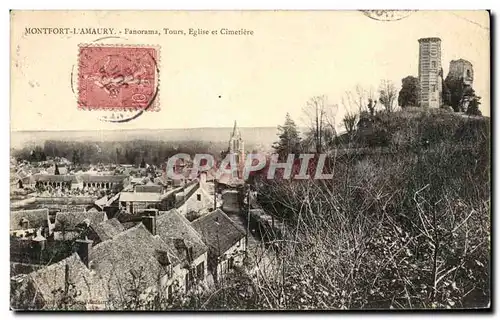 Ansichtskarte AK Montfort L Amaury Panorama Tours Eglise et Cimetiere