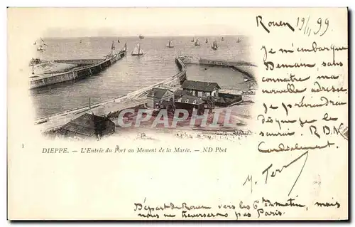 Cartes postales Dieppe L Entree du Porl Moment de la Maree Carte 1899