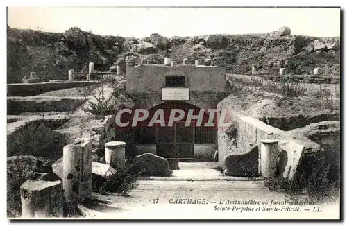 Ansichtskarte AK Tunisie Carthage L Amphitheatre ou furent marlyrisees Sainte Perpetue et Sainte Felicite
