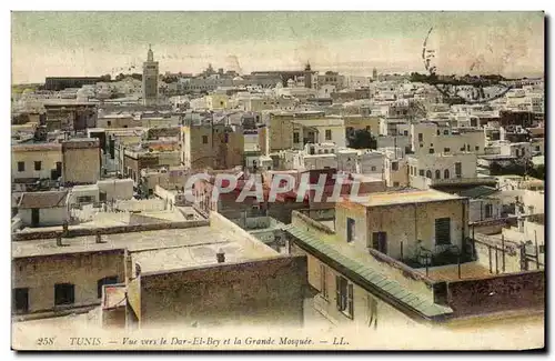 Cartes postales Tunisie Tunis Vue vers le Dar Et Bey et la Grande Mosquee