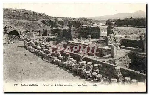 Ansichtskarte AK Tunisie Carthage Ruines du Theatre Romain La Scene