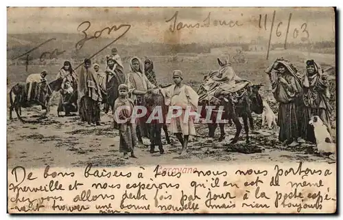 Cartes postales Tunisie Caravane Ane Donkey Folklore Costume