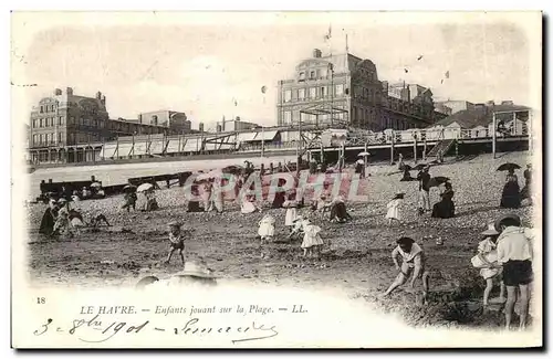 Cartes postales Le Havre Enfants jouant sur la Plage