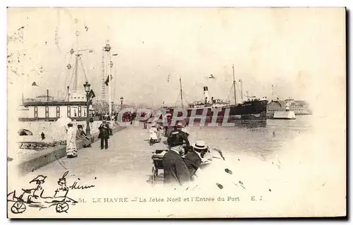 Ansichtskarte AK Le Havre La Jetee Nord et I Entree du Port Bateau