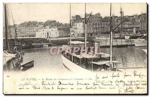 Cartes postales Le Havre Le Bassin du Commerce et I Arsenal Bateaux