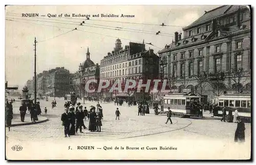 Cartes postales Rouen Quai de la Bourse et Cours boeildieu Tramway