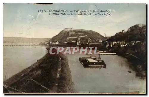 Cartes postales Coblence Vue generale (rive droite) Coblenz Generalanblick (rechtes Ufer)