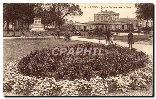 Cartes postales Reims Jardin Colbert vers la Gare