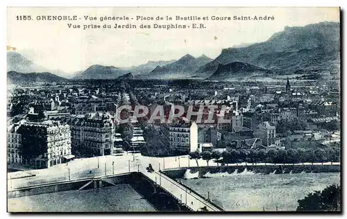 Cartes postales Grenoble Vue generale Place de la Bastille et Cours Saint Andre Vue prise du Jardin des Dauphins