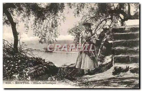 Cartes postales Menton Etude artistique Folklore costume femme