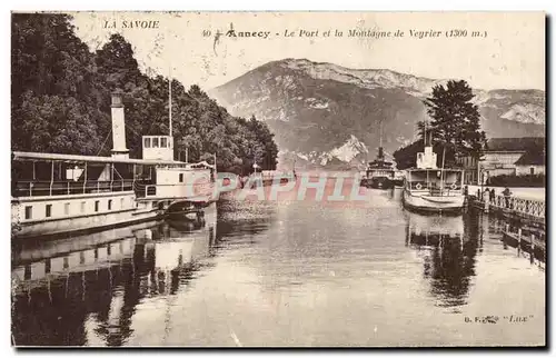 Ansichtskarte AK La Savoie Annecy Le Port et la Montagne de Veyrier Bateaux