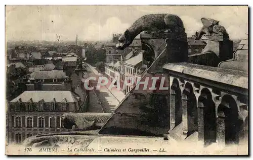 Cartes postales Amiens La Cathedrale Chimeres et Gargouilles