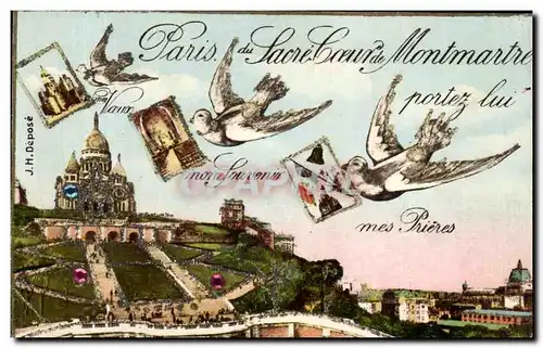 Cartes postales Oiseaux Birds Montmartre Sacre Coeur Apris