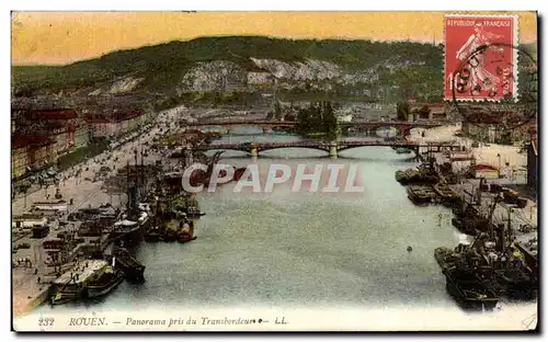 Cartes postales Rouen Panorama pris du Transbordeur Bateaux